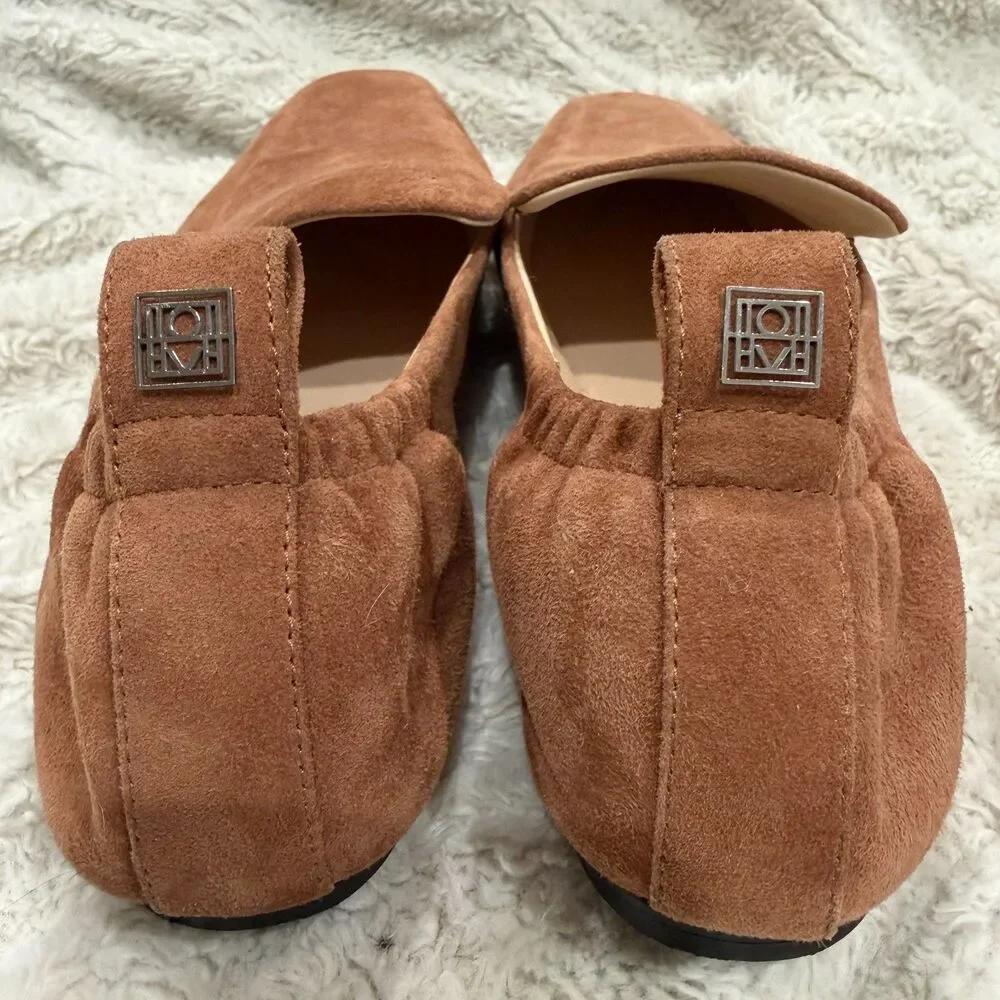 MOMA Women’s Brown Suede Square Toe Loafers Flats Made in Italy